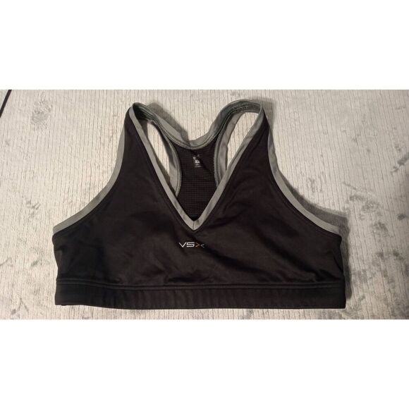 Victoria's Secret Women’s VSX Sport Bra Black Gray Pull On Wireless - Picture 1 of 3